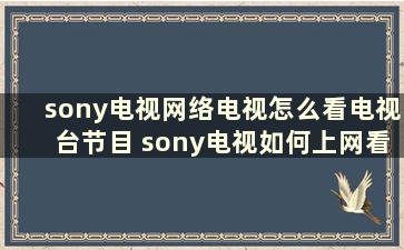 sony电视网络电视怎么看电视台节目 sony电视如何上网看电视